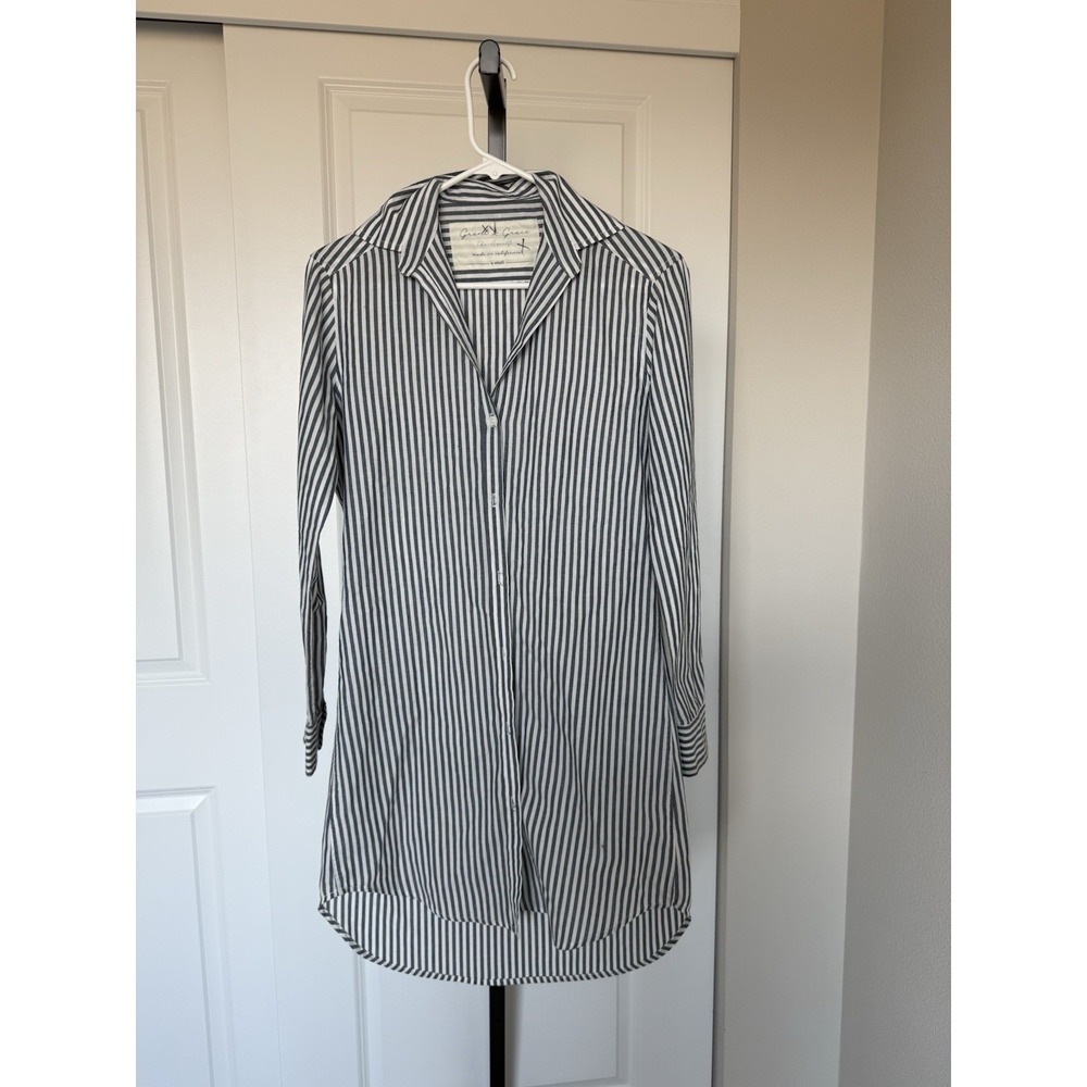 Grant & Grace The‎ Amalfi Pinstripe Shirt Dress Size XS Coastal  Sundress